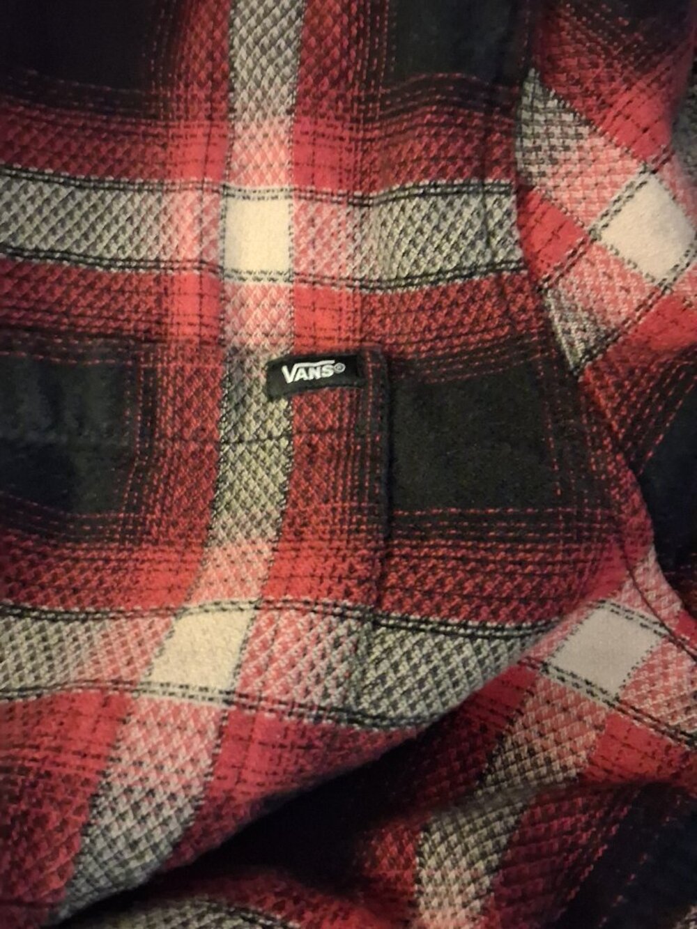 Vans-Red-Black-Plaid-Flannel-Men-Button down- Medium - Picture 8 of 14